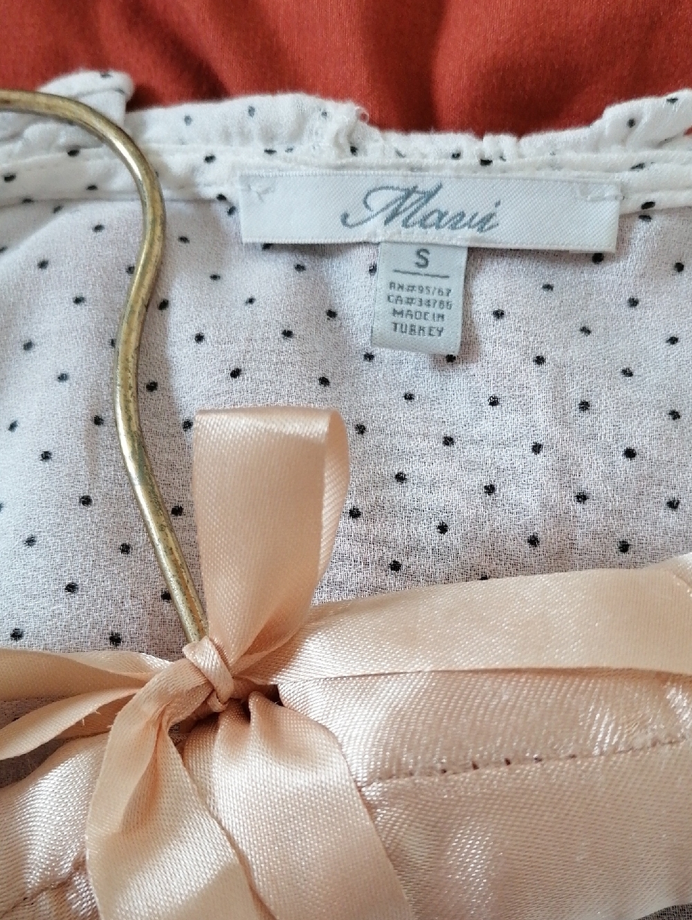Mavi White Top with Black Polka Dots. Light viscose.Simple silhouette.Cas chic.
